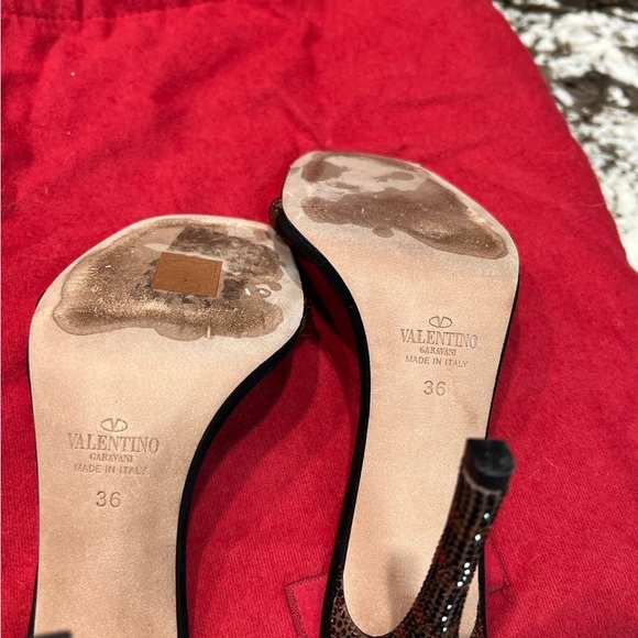 VALENTINO GARAVANI GLAM MASK TRIBE BLACK SUEDE CRYSTAL HEEL SANDALS SIZE 36 (7) - Picture 12 of 17